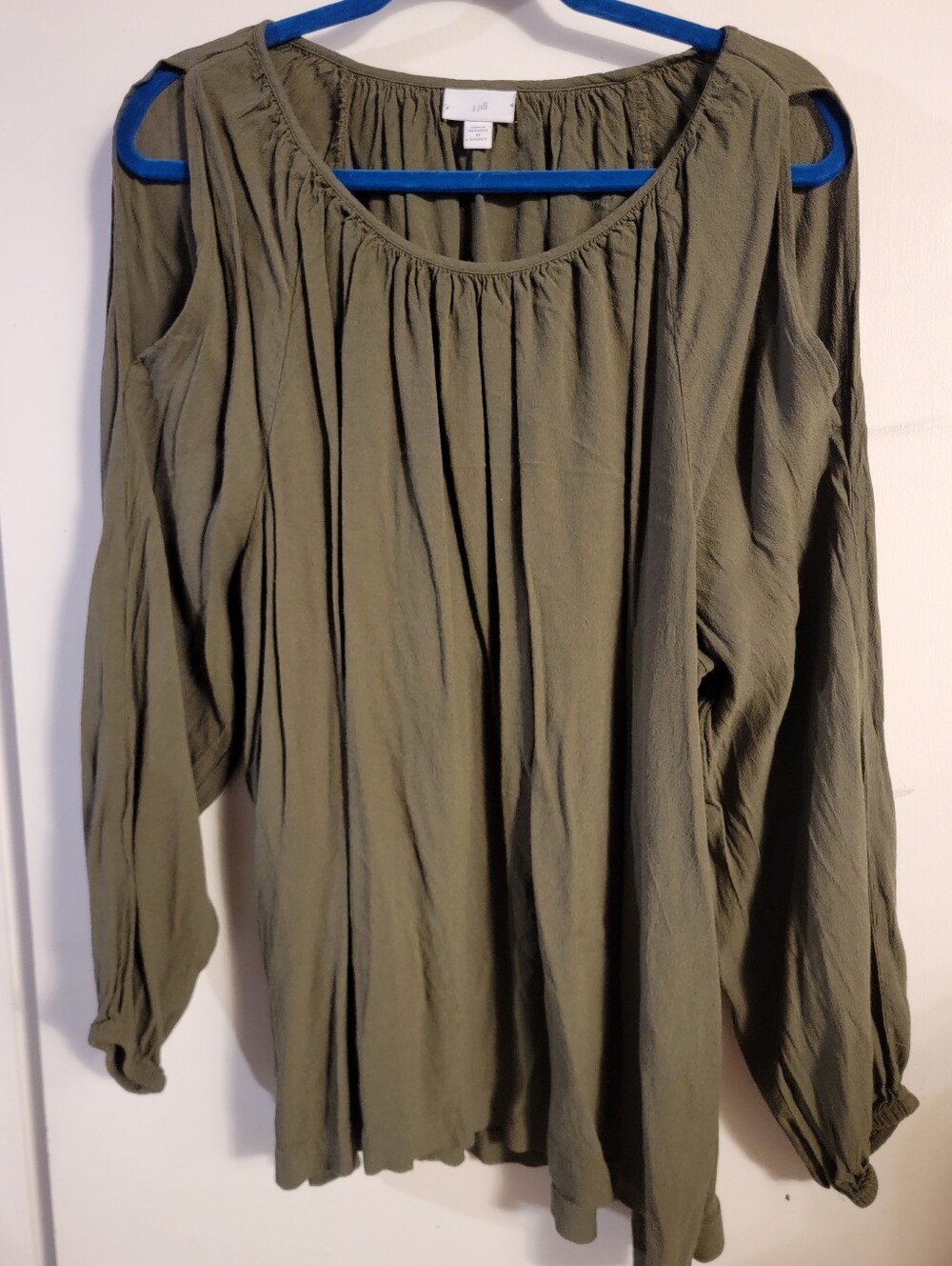 J. Jill Olive Green Cold-Shoulder Peasant Tunic